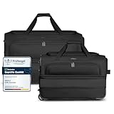 REDOLZ Zwei Trolley-Reisetaschen M (55 cm) und L (70 cm) mit Rollen | Volumen mit Dehnfalte erweiterbar | 2-teiliges Set (M+L) für Männer & Frauen mit extra Bodenfach (Duffle Essentials)