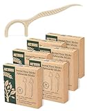 NETONDA 300 pcs Nachhaltige Zahnseide Sticks Vegan Dental Floss Picks Plastikfrei Zahnseide mit Zahnstocher Nautur Zahnseidenstick für Zahnhygiene - Natürliche Zahnseide Umweltfreundlich - 6 x 50er