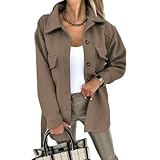 GZQHAZYW Strickjacke Damen Women Jacke Herbst Herbst Winter Langarm Casual Coat Weibliche Mode -Windbreaker -jacken Lose Warme Outwee-braun-XXL