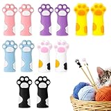 BOHUIZ 12 Stück Niedliche Katzenpfoten Silikon Maschenstopper für Stricknadeln, Nadelstopper für Strickzubehör