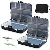 2 Stücke Köderbox Angeln, Doppelschichtig Tackle Box Angeln 12 Fächer Angelbox mit Handseil und Verstellbaren Einzelfächern Angel Zubehör für Aufbewahren Angelködern