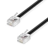 deleyCON 20m Telefonkabel RJ11 Modularkabel 6P4C Westernkabel RJ11 auf RJ11 Stecker Flachkabel Telefondose Modem Router Fax ISDN DSL VDSL Internet Schwarz