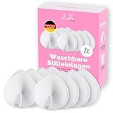 Livella | Waschbare Stilleinlagen (8 Stück) mit saugstarkem Kern aus natürlichen Bambusfasern/wiederverwendbar/inkl. Wäschenetz (Weiß)