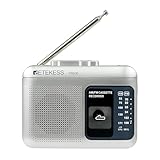 Retekess TR606 Kassettenrecorder,Tape Recorder,FM AM Radio,Tragbarer Kassettenspieler,2 Stromversorgungsmethoden,Schneller Vor- und Rücklauf,Alte Kassetten abspielen(Silber)