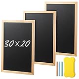 Tenare 3 Stück A4 Kreidetafel mit Holzrahmen zum Beschriften mit 1 Schwamm und 3 Farbige Kreide Set für Kinder Malen Aufgabe Klassenzimmer Wand Memo Hochzeit