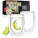 Moritz & Moritz 2x 300 ml Trinkgläser Set Doppelwandig – Doppelwandige Gläser für Cocktails, Wasser, Tee, Kaffee oder Longdrinks - Spülmaschinengeeignet
