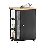 SoBuy Küchenwagen zum Rollen Servierwagen Beistellwagen Rollwagen mit 3 Ablagefächern Rollwagen Für Küche, Wohnzimmer, Esszimmer Schwarz BHT ca. 60x90x40cm FKW75-SCH