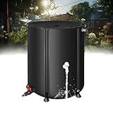 Faltbares Regenfass für den Garten, Regentonnen und -fässer für den Garten, Regenwassersammelset mit Standhahn und Reißverschlussabdeckung, 60 x 80 cm/225 l, schwarzes faltbares Regenfass-Sy