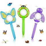 3 x Insektenlupe für Kinder, Handlupe mit Schmetterling, Biene, Marienkäfer, Insektenlupe für Jungen und Mädchen, Geschenk, Outdoor-Aktivitäten