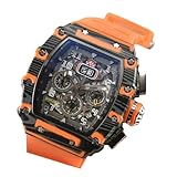 Huudngeje Luxuriöse Herrenuhr im Mechanischen Stil, Wasserdicht, 6-, Sekundenzeiger, Weinfassförmige Quarzuhr 2