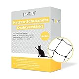 PiuPet® Katzennetz drahtverstärkt 4 x 3 m I für Balkon und Fenster I inklusive Befestigungsset I Balkonnetz für Katzen I schwarz