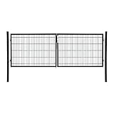 Doppelflügeltor Flügeltor Einfahrtstor Gartentpforte Doppeltor Hoftor Gartentor, Farbe:Anthrazit, Gartenpforte Breite:3x1m