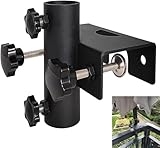 VANROUG Robuster Balkonschirmhalter, Klemme, Gartenzaun, Sonnenschirm, Terrassendielen, Klemmbereich (20 mm - 63 mm), Schirmdurchmesser (23 mm - 38 mm) (schwarz)