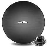 MAXXIVA® Gymnastikball 85 cm Anti-Burst mit Luftpumpe bis 250 kg hautfreundlicher Sitzball Reha Hometraining Balanceball Yoga Pilates Sport Fitnessball (85 cm, Schwarz)
