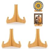Tellerständer für Display, 15,2 cm Tellerhalter zum Ausstellen, Bambus-Bilderrahmen-Ständer für Tische, Tischstaffeleien, dekorativer Ständer für Teller, Geschirr, Buch, Foto und Plakette (15,2 cm – 3