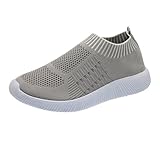 Orthopädische Damenschuhe für den Sommer, ohne Schnürung, rutschfest, für den Sommer, geschlossen, weich, elegant, mit Klettverschluss, atmungsaktiv, bequem, modisch, gehen, grau, 38 EU