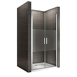 i-flair Duschtür LARA 89x195 cm Verstellbereich von 89-92 cm, Höhe: 195 cm, Duschabtrennung aus 6 mm teilsatiniertem ESG Sicherheitsglas mit Nanobeschichtung und Edelstahlgriffe - Alle Größen NM