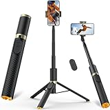 Vimose Handy Stativ, Schwere Ausführung Selfie Stick mit Fernbedienung, tragbares Reisestativ für Selfies Videoaufnahmen Vlog, 158CM ausziehbarer Stativ für SmartphoneTripod für iPhone Android Samsung