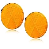 AGRISHOP 2X Reflektoren Rückstrahler,Reflektoren Anhänger PKW Selbstklebend,Orange Rund Reflektoren Ø80mm,Katzenauge Selbstklebend,Rückstrahler Anhänger Gelb
