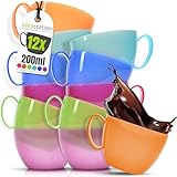 idea-station Kunststoff Tassen Set 12 teilig - 200 ml - bunt - Kaffeebecher Plastik für Kinder und Senioren - bruchsichere Kaffeetassen klein mit Henkel