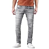Caxndycing Jeans Herren Slim Fit Jeanshose Straight Leg Denim Hose Stretch Zerrissene Destroyed Röhrenjeans Y2K Hip Hop Motorradjeans Freizeithose Streetwear Herrenjeans