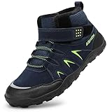 Littleplum Winterschuhe Jungen Winterstiefel Kinder Barfussschuhe Winter Warm Gefüttert Schneestiefel Wanderstiefel(B Dunkelblau,35EU)