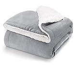 Blumtal Flauschige Sherpa Kuscheldecke 130 x 150 cm – hochwertige Oeko-TEX® zertifizierte Sherpa Decke, super weiche Fleecedecke als Sofadecke, Tagesdecke oder Wohndecke, Grau