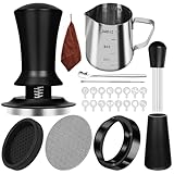 Y-Step Kaffee Tamper 51mm Set, 25-teiliges Barista Zubehör Set mit Dosierring 51mm, Puck Screen 51mm, Barista Tuch, WDT Tool, Kaffeerührer, Tampermatte, Latte Art Set, Milchkännchen