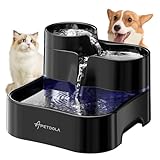 Kaztenbrunnen 3L Trinkbrunnen Leise mit 3 Trinkbereich für Katze und Hunde, Wasserspender für Haustiere mit 2 Filter in Menschlicher Qualität Kabellose Wasserpumpe, Spülmaschinenfest-FP50 (Schwarz)