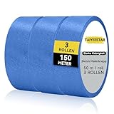 Taiyeestar 3 Rollen Malerkrepp 24mm x 50m, Klebeband Malerarbeiten und Renovierungen, Kreppband Malerband, Abklebeband Maler, Malerklebeband, Painters Tape Selbstklebend, Blau
