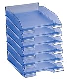 Exacompta 11310D 6er Pack Premium Briefablage Combo Midi DIN A4. Ideale Briefkörbe für Ihre Organisation. Robuste und stapelbare Ablagekörbe eisblau transluzent