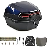 35L Motorrad Topcase für Roller Motorradkoffer Heckkoffer Kofferraum mit Rückenlehne Abschließbar Universal Wasserdicht Motorräder Heckbox für Moped/Mofa/Motorroller/Motorcycle,Blau,16*16*11in