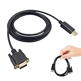 IMIKEYA Displayport zu VGA Kabel 18m – Displayport Stecker zu VGA Stecker Adapter Verzinnte Kupferleiter Folien und Geflechtschirmung Monitor und Projektoranschluss