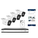 ABUS Überwachungskamera-Set inklusive 4x 4-Megapixel-PoE-Mini-Tube-Kamera, 4-Kanal-Rekorder mit 1-TB-Festplatte, zur Personenerkennung, Fahrzeugerkennung, Aufnahme innen & outdoor (IP67), TVVR36444T