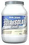 Body Attack Soja Isolat Shake - Vanille, 750g - Made in Germany - vegan, laktosefrei, glutenfrei, gentechnisch unverändert - Premium Sojaproteinisolat, löst sich perfekt auf & mit hohen Proteinanteil