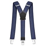 Pejoye Hosenträger für Herren Breit 4 cm Y Förmige mit Extra Starken Metall Clips Durable Elastic Verstellbare Einheitsgröße für Männer und Damen (3 Clips-Navy Blau)