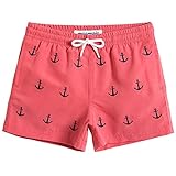 MaaMgic Kleine Jungen Badeshorts Schnelltrocknend Boardshorts mit Mesh-Futter Taschen und Verstellbarem Tunnelzug MEHRWEG, 7 Jahre, Pink Anker
