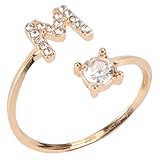 Ipetboom 1 Stück geteilter Buchstabenring Größer Silber freundschaftsringe damenringe verlobungsring hochzeitsringe Fingerring romantischer Fingerschmuck Strasssteine Golden