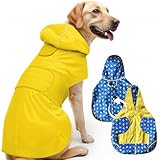 Regenmantel Hund wasserdicht- Beidseitig Tragbar Wasserdichter Hundemantel mit Kapuze und Reflektoren für trockene,sichere Gassigänge, den Hundespielplatz und den Urlaub mit Hund (S - Gelb)