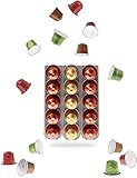 R&R SHOP - Kapselhalter für Nespresso, klebbar auf jeder Oberfläche wie Wände, Kühlschrank und kompatibel mit Nespresso-Kaffeemaschinen mit Aufklebern, je 5 Kapseln - Set mit 3 Stück