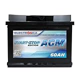 Electronicx Agm Autobatterie 60ah 12v - Wartungsfreie, Auslaufsichere Starterbatterie Für Start-stopp Fahrzeuge - Schnellladefähig Und Langlebig - 12v Agm Batterie Für Autos Und Transporter