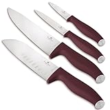 Berlinger Haus 4-teiliges Messerset/Rostfreier Aus gehärtetem Stahl 3cr13/matt bordeaux/Leonardo Collection