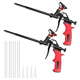 LYCXAMES PU Schaumpistole, 2 Stück Bauschaumpistole mit dem Ventil, BENÖTIGT KEINE REINIGER, metall Dosierpistole mit ergonomischem Kunststoffgriff für Heimwerker und Profi, Rot