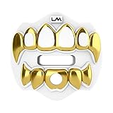 Loudmouth Mundschutz, 3D-Chrom, für Erwachsene und Jugendliche, für Sport, maximaler Luftstrom, Lippen- und Zahnschutz (3D-Gitter, Chrom/Gold)