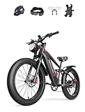 Lohang Elektrofahrrad für Erwachsene, Abnehmbarer 48V18AH-Akku, Maximale Reichweite 45-90km, 26 Zoll Elektro-Mountainbike mit doppeltem Dämpfer, Elektrofahrrad für Männer und Frauen.