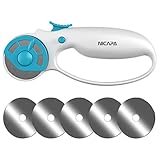 NICAPA 45 mm Rollschneider Set mit Edelstahl Stoffschneider mit Schutzmechanismus, Profi Rollmesser mit 5 x Rundes Loch Ersatzklingen, Rundklingen Cutter für Abstepp Stoff Leder Nähen Quilten