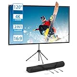 Beamer Leinwand mit Stativ, Tragbar Projektor Leinwand 120 Zoll, 16:9, 4K HD Projektion Leinwand, Leicht und Kompakt, tragen, Ideal für Heimkino, Innen/außen Filme.