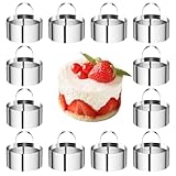 Rizthyn 12 Stück Tortenring Dessertringe, Backring Servierringe, Backringe Kuchenring, Tortenringe Servierring, Anrichteringe Speiseringe, Speisering, Runder Mousse-Ring Formen, Kuchenringe Kuchenform