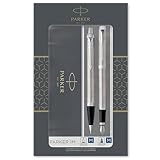 Parker IM Duo-Geschenkset mit Kugelschreiber & Tintenroller | Brushed Metal mit Goldzierteilen | Nachfüllen schwarz | Geschenkbox, 1 stück (1er Pack)