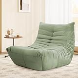 Loungesessel für kleine Räume, Bodensofa Lazy Sofa mit Memory Schaum, Cloud Couch aus Wildlederimitat, Kleines Sofa für Schlafzimmer und Wohnzimmer, Grün